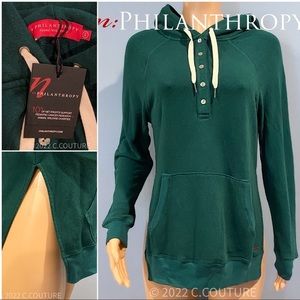 New n:Philanthropy sweatshirt high/low side slit small forest green